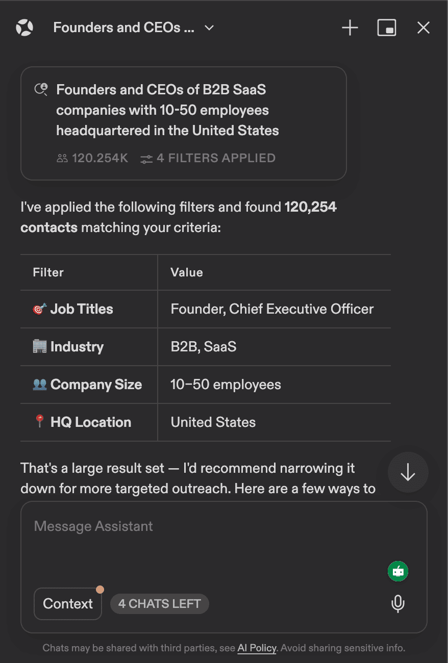 Apollo AI search results