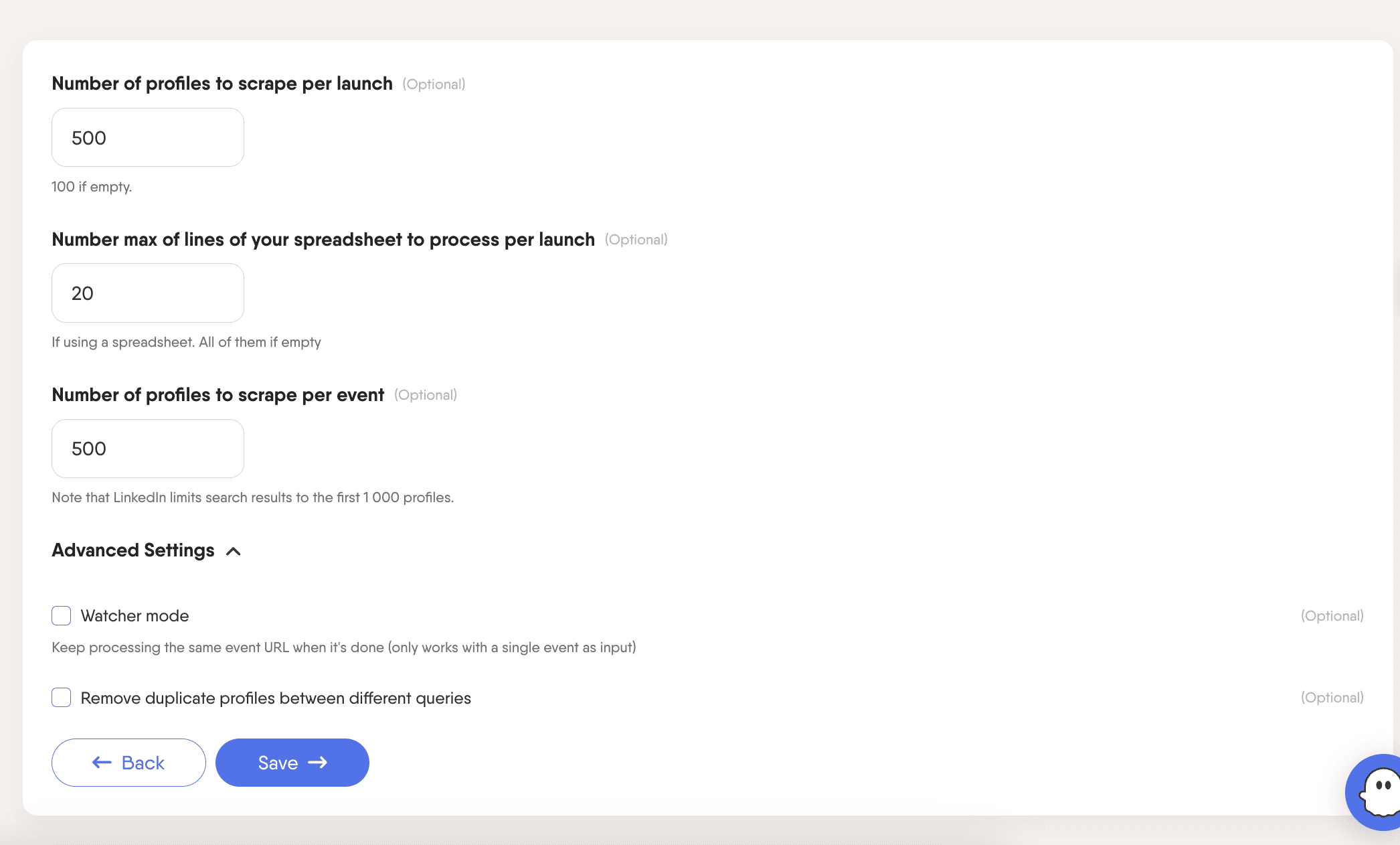 PhantomBuster contact export setup
