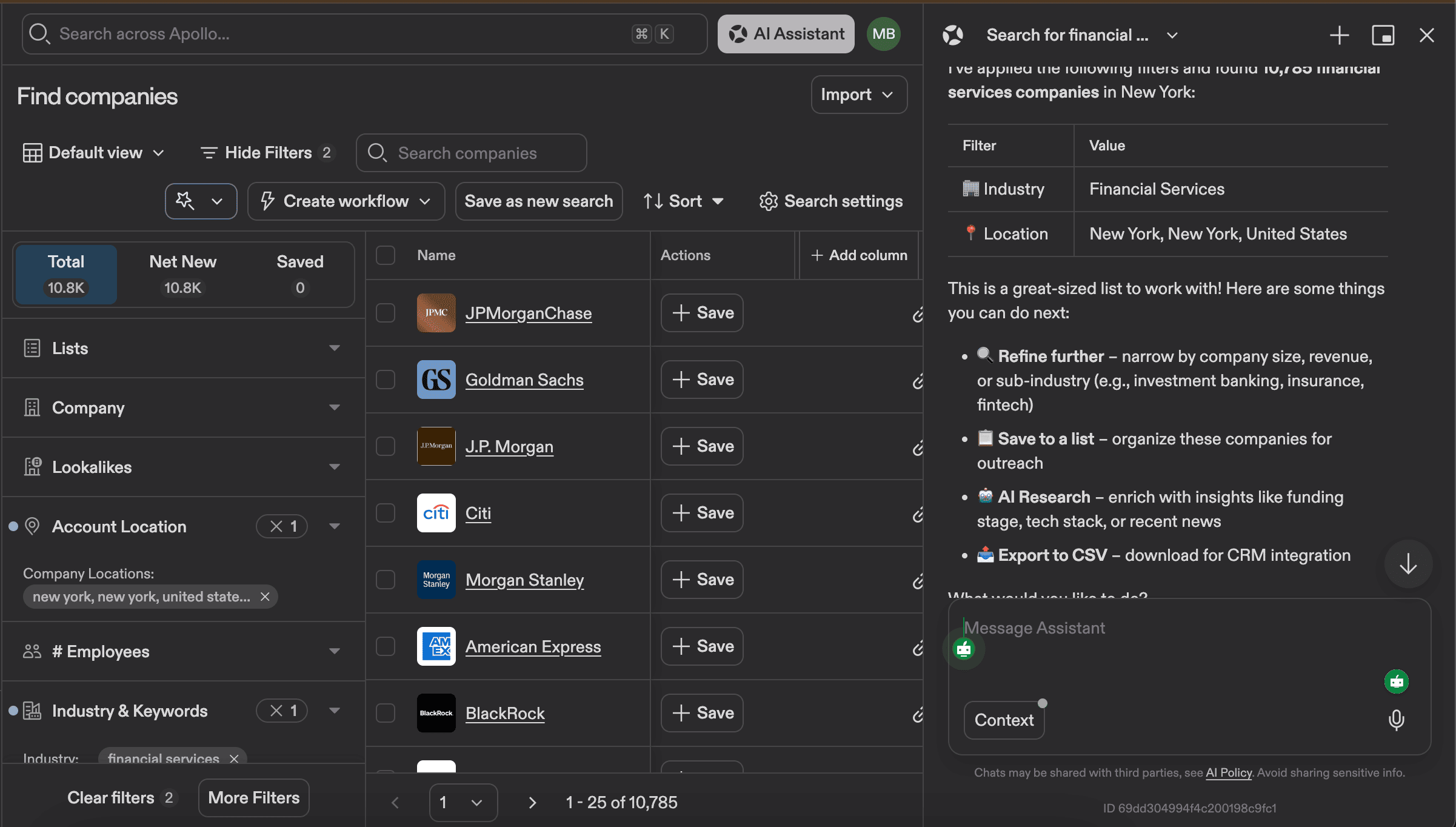 Apollo search prompt