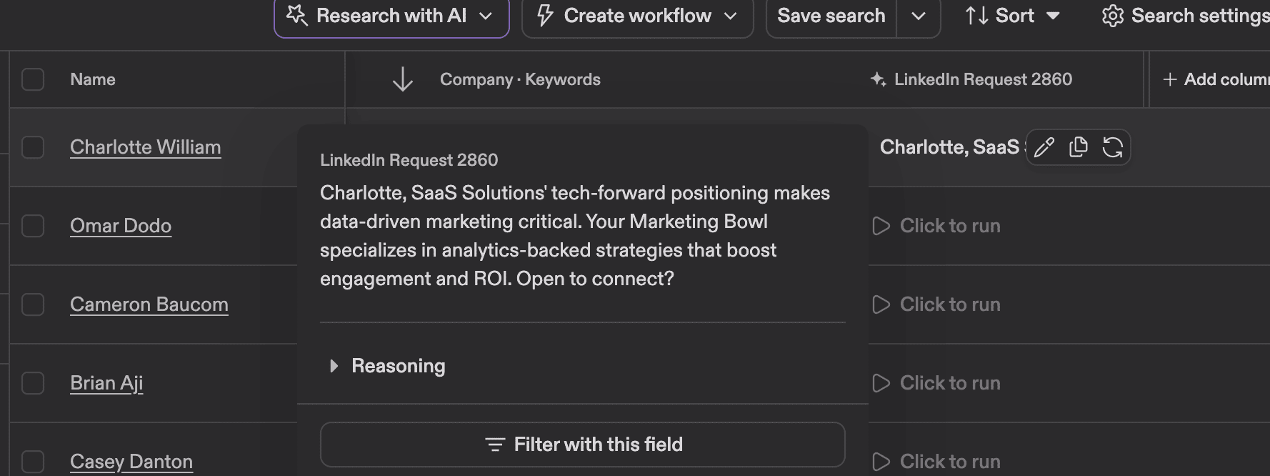 Apollo AI message example
