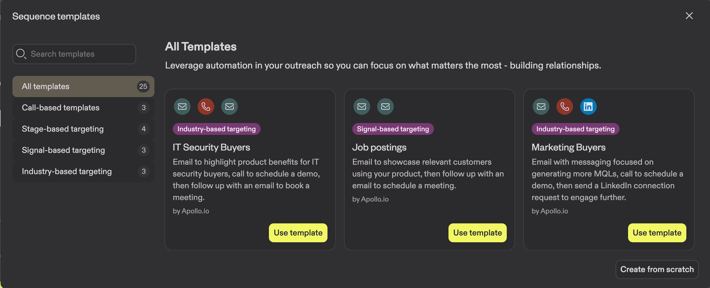 Apollo sequences templates