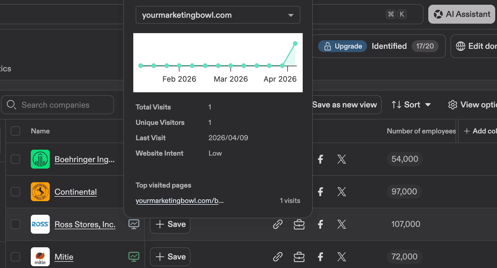 Apollo website visitor data