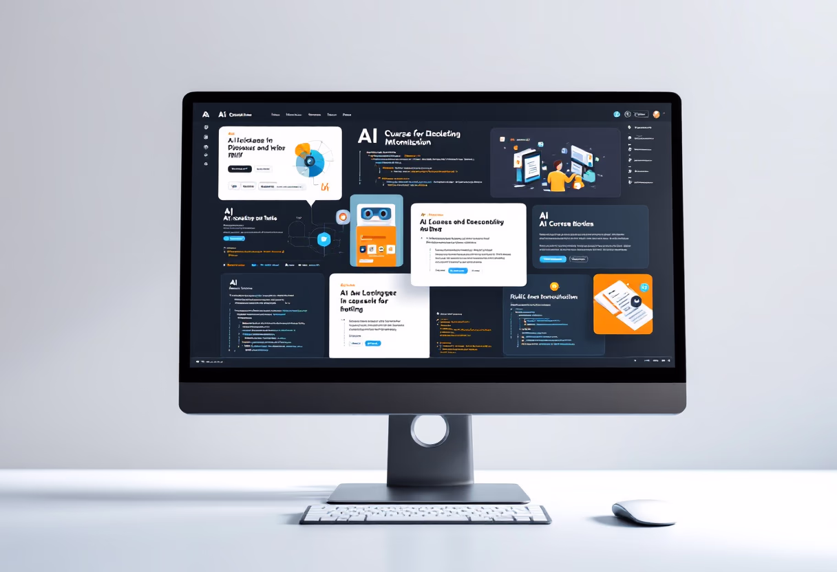 image of ai course modules on screen