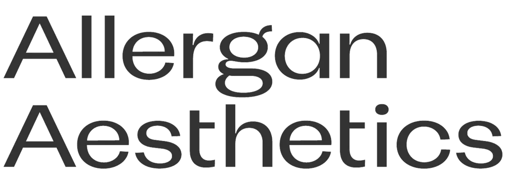 Allergan Aesthetics brand name in black text on a transparent background.