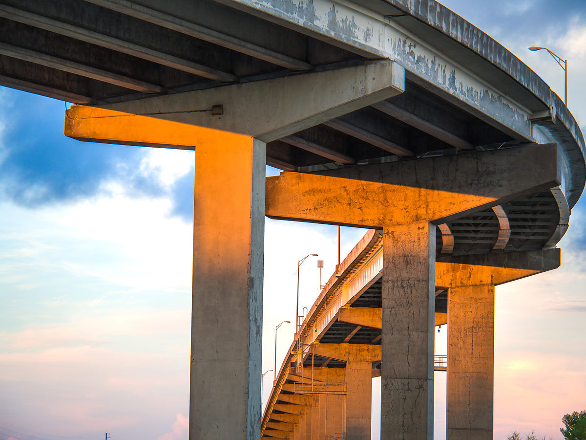 Concrete highway overpass, representing construction and infrastructure litigation investigations