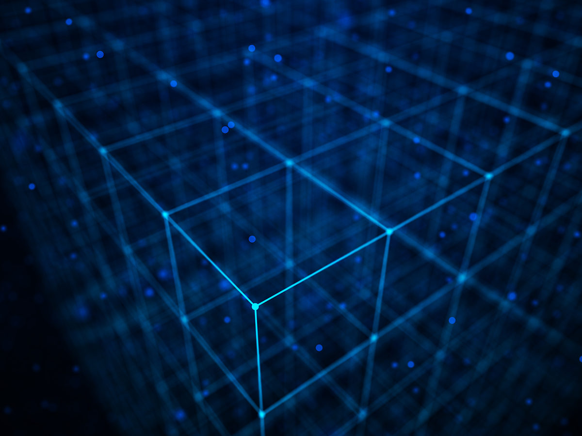 Wireframe cube on a dark grid, representing digital asset and cryptocurrency investigations