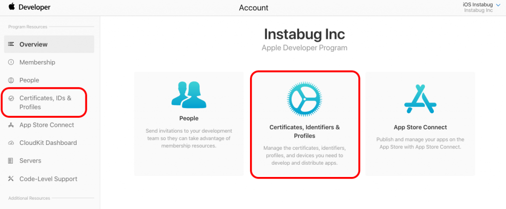 push certificate .pem