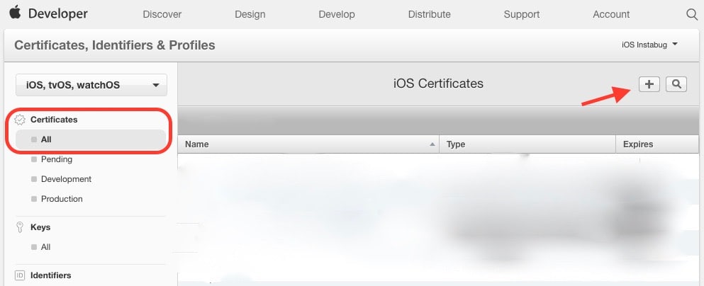 push certificate .pem