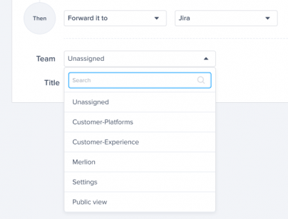 Screenshot of alert creation page with assigned team drop-down visible