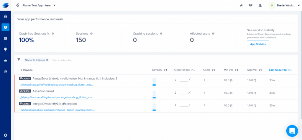 Flutter Crash Reporting