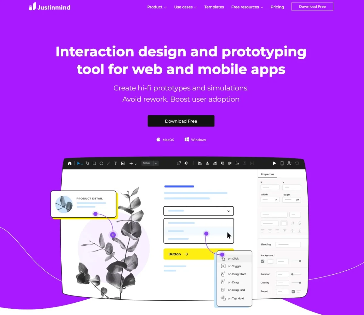 Justinmind mobile app design tool