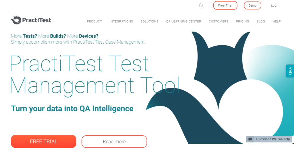 Practitest test case management tool homepage screenshot