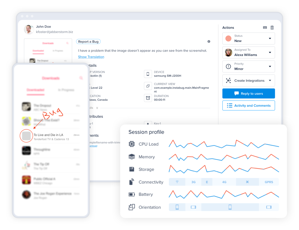 Instabug bug report view