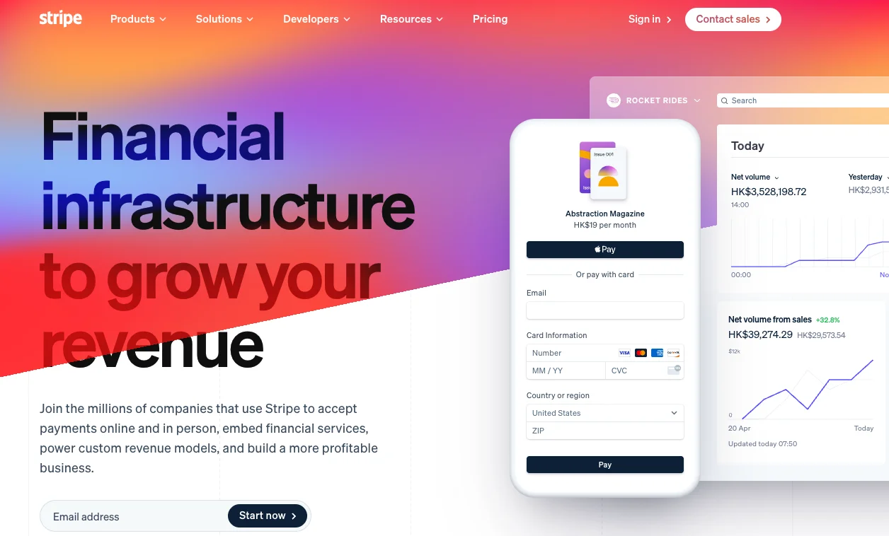 Stripe payment processing platform with React Native support