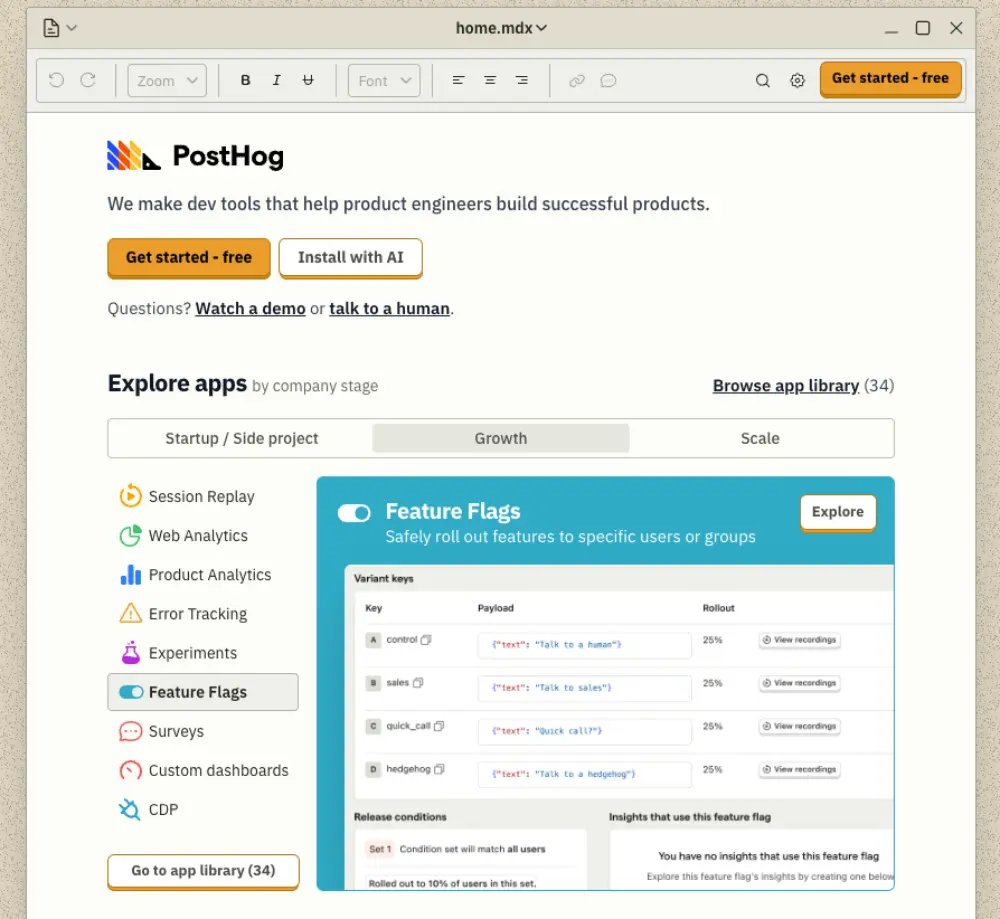 PostHog feature flag tool