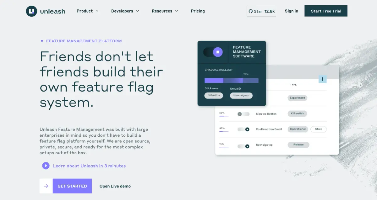 Unleash feature flag management software