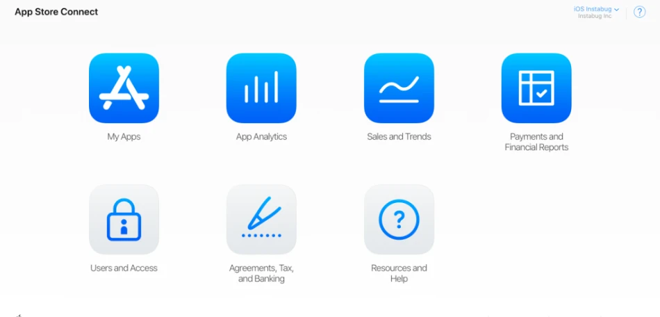 Create an app store connect record