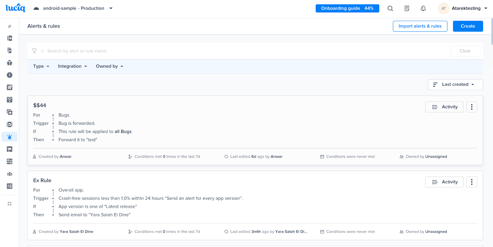 Alerts and rules for mobile ci/cd