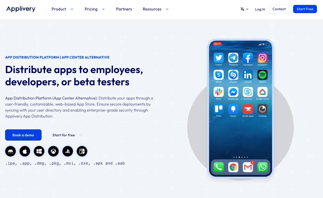 Applivery mobile app distribution platform