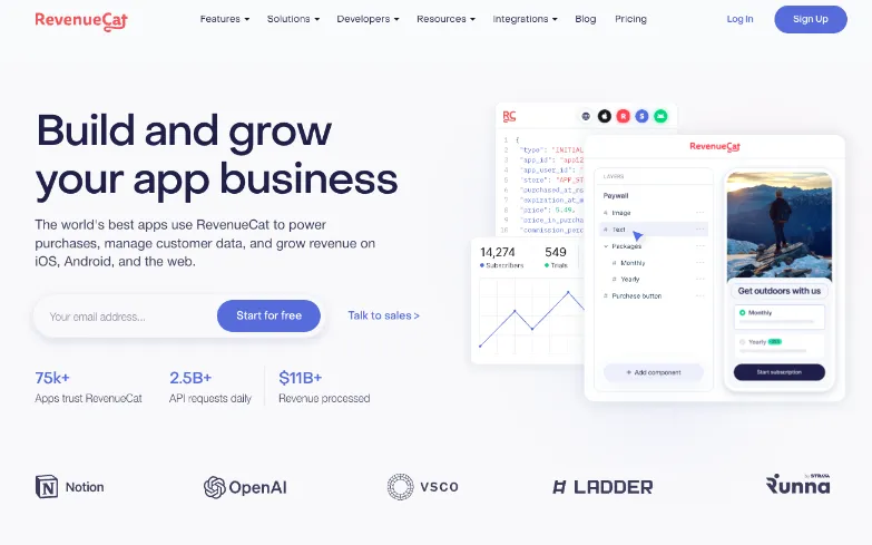 RevenueCat flutter mobile app development tool