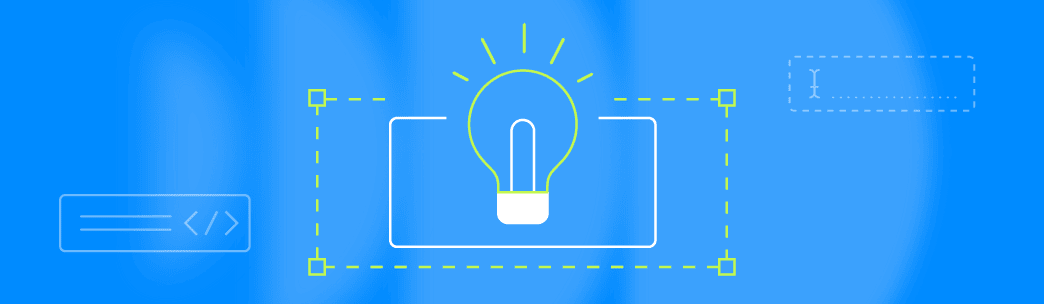 Graphic illustration of a central light bulb surrounded by a rectangular loop outline with square‑defined angles, symbolizing innovation and the agentic loop in mobile engineering.