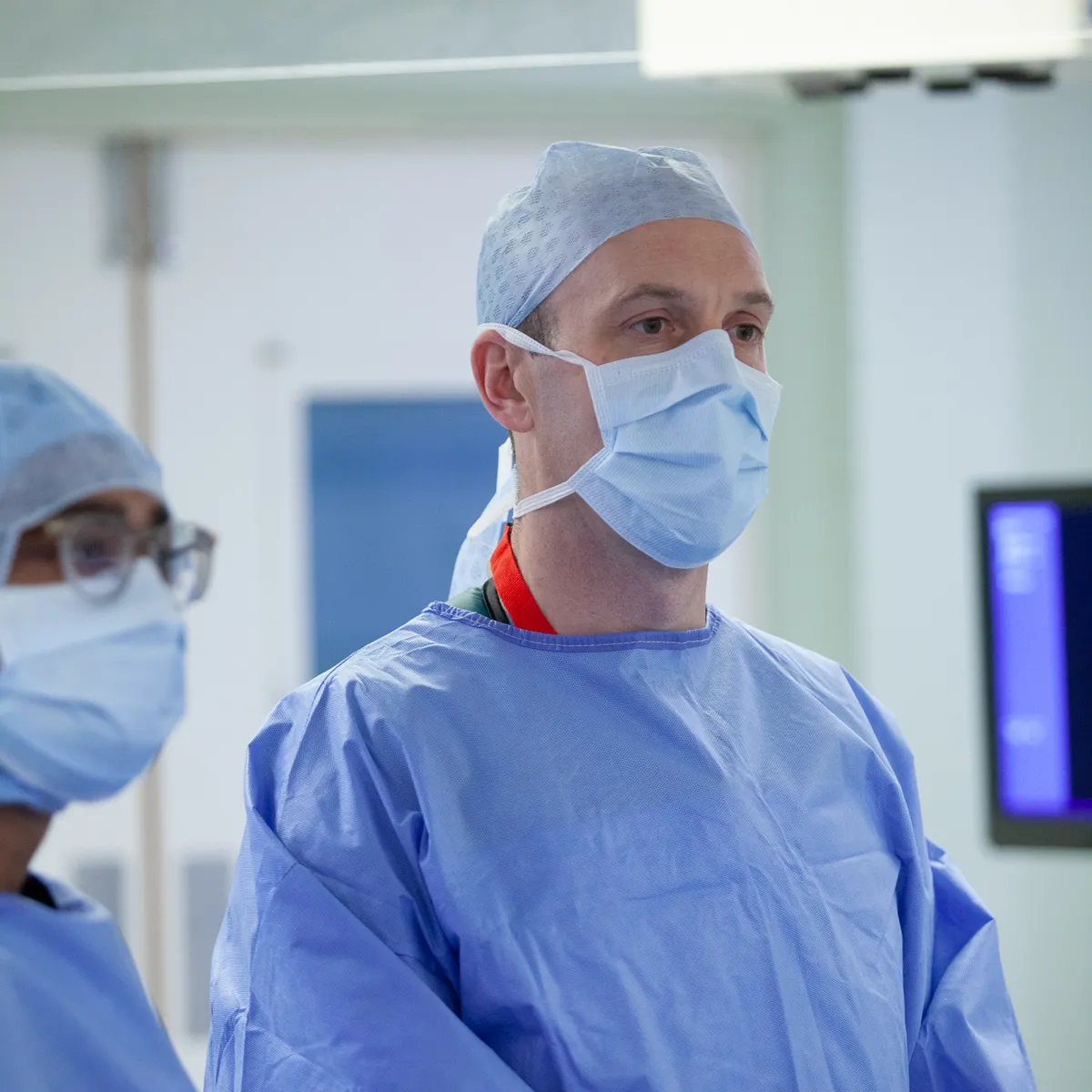 Mr Toby Baring in the operating theatre with his surgical team