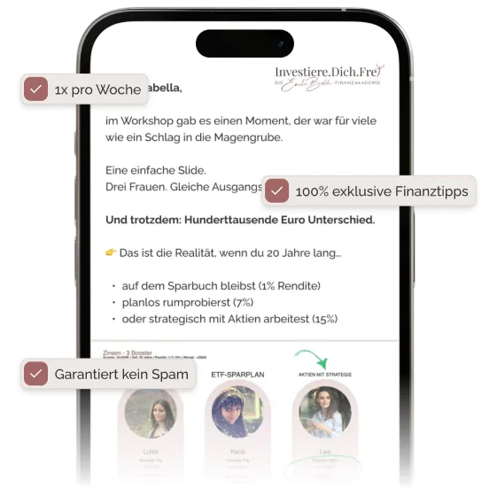 iPhone mit der neuesten Ausgabe des Investiere Dich Frei Newsletters