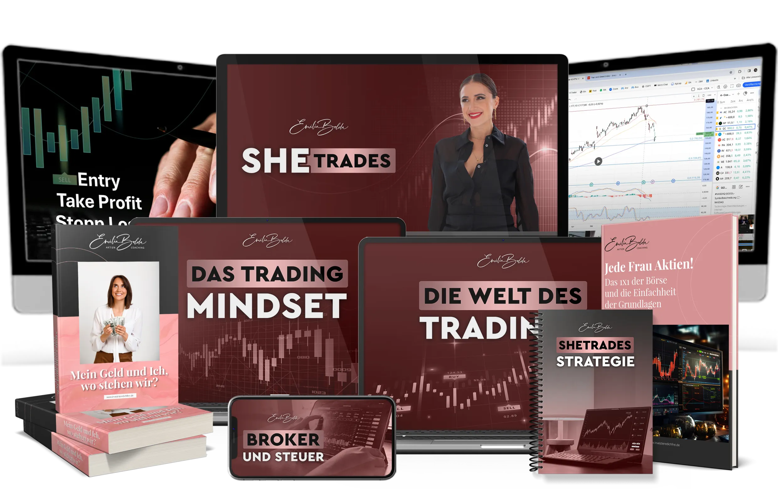 Investiere Dich Frei SheTrades Bundle mit Masterclass Zugang, Workbook, kostenlosen Ebooks und vielem mehr