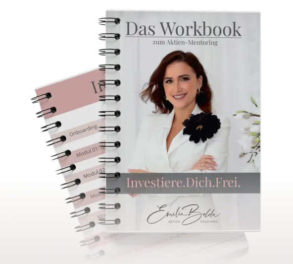 Ein Workbook von Investiere Dich Frei, das Teilnehmerinnen als Begleitmaterial zu den Masterclasses erhalten