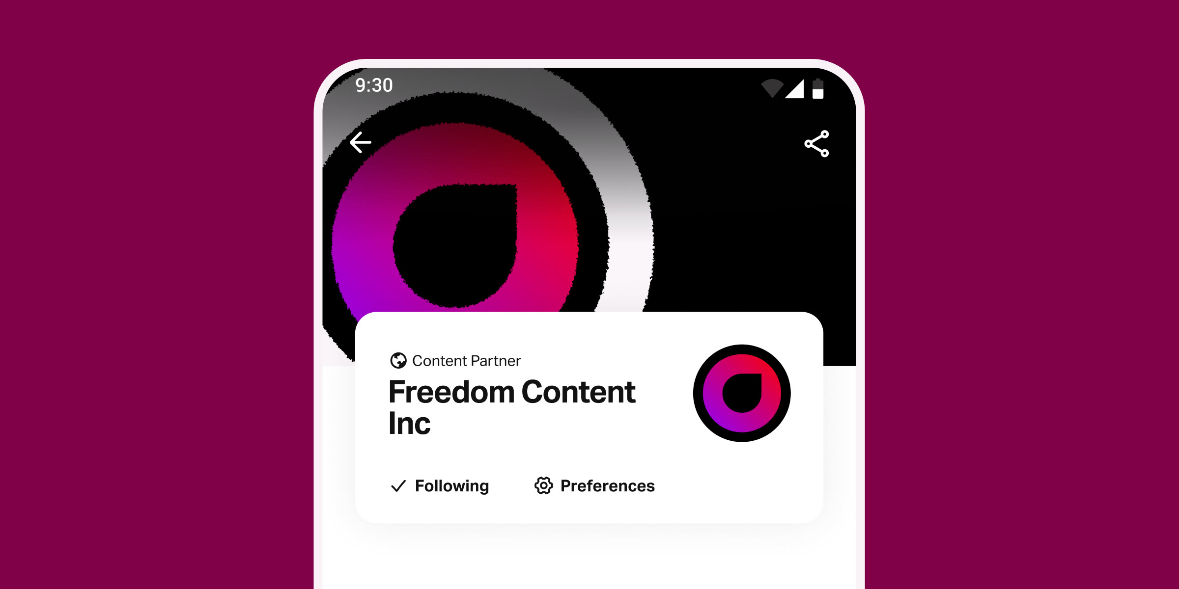 Bible App Church Page for Freedom Content Inc with Following and Preferences