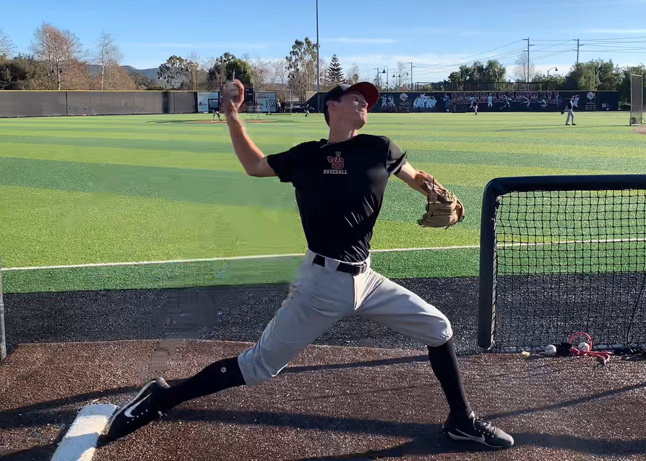 Baseball pitcher warming up