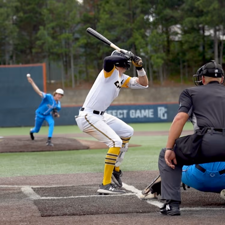 Baseball player at bat ready for pitch
