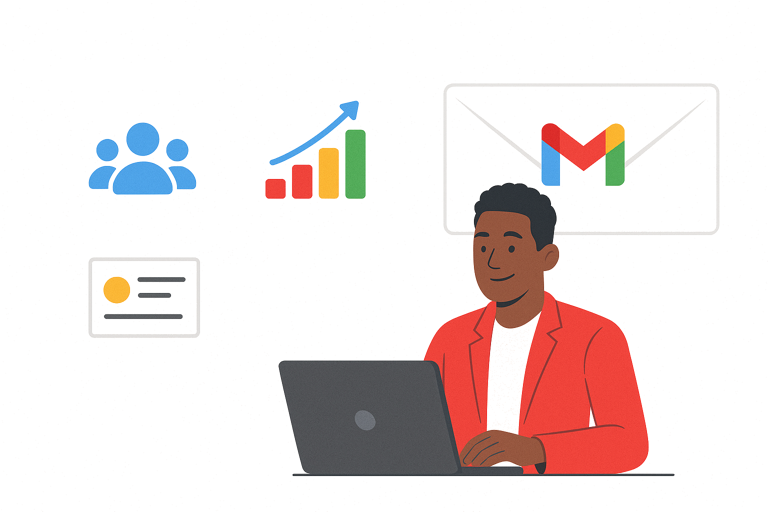 Une personne qui profite des outils de collaboration de Google