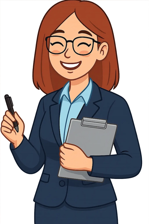 Experte Comptable heureuse tenant un stylo et un cahier dans les mains