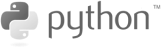 Python programming language logo featuring a stylized two-tone snake icon and the word 'Python'.