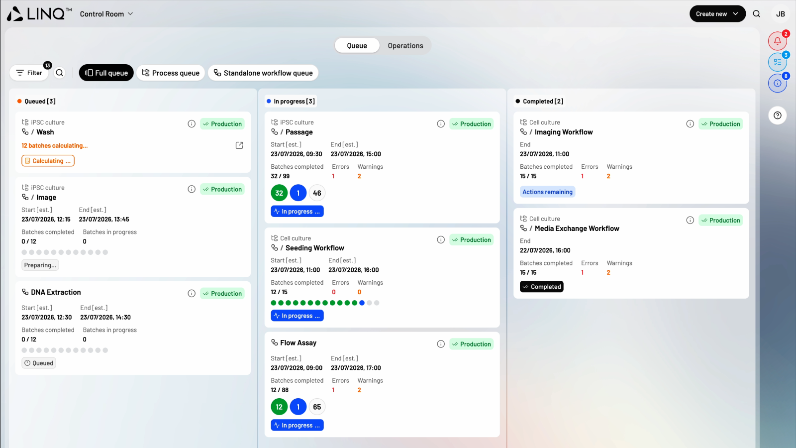 A screenshot image of LINQ Control Room