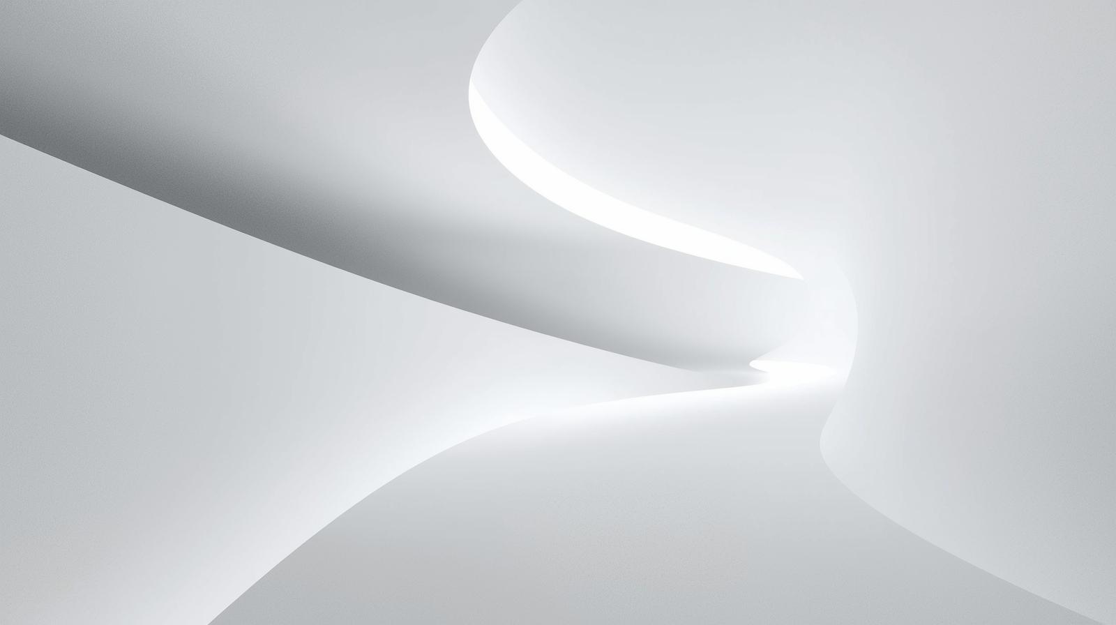 Abstract smooth white corridor representing hidden value and progress.