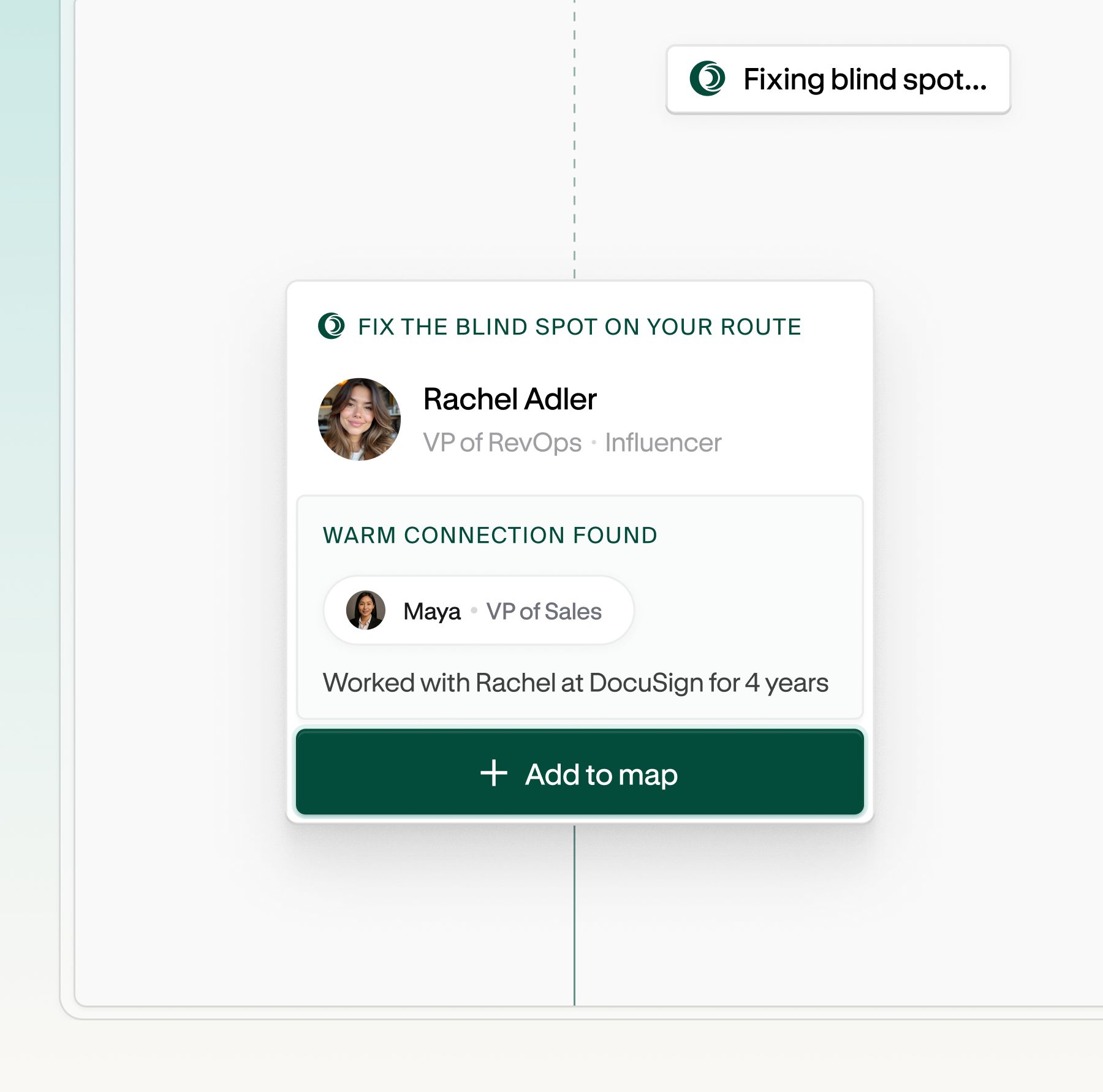 Centralize showing a warm connection and the next best action