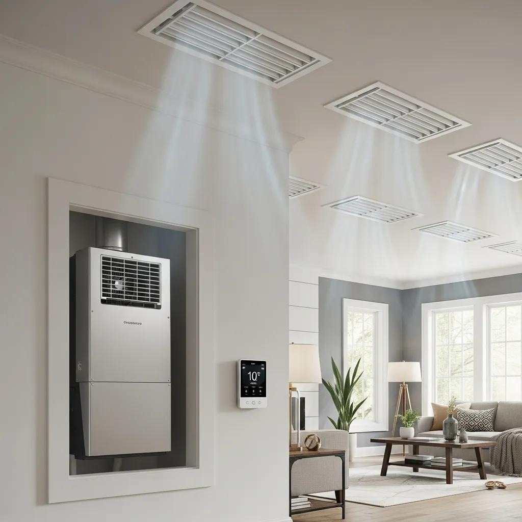 High-efficiency HVAC system in a modern home, showcasing energy efficiency and comfort