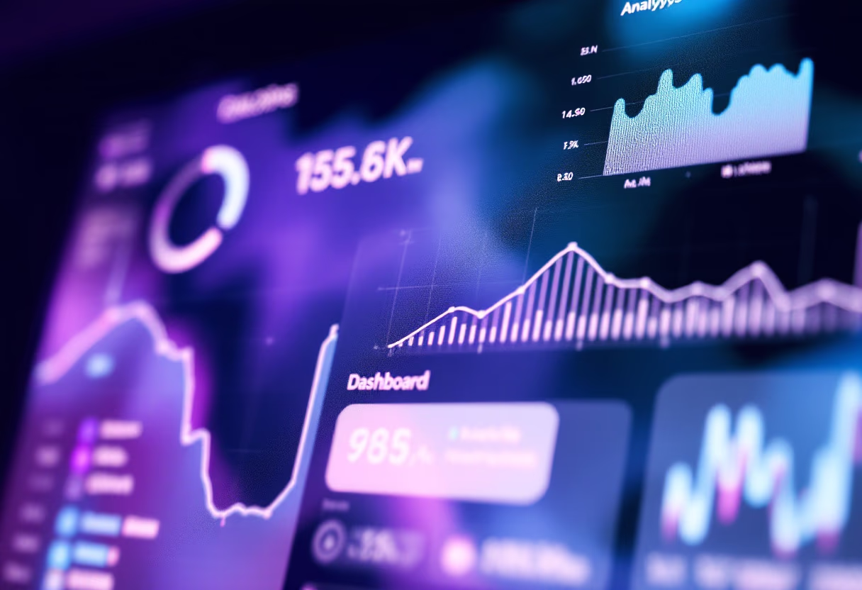 Close-up of AI trading performance dashboard showing market analytics and insights