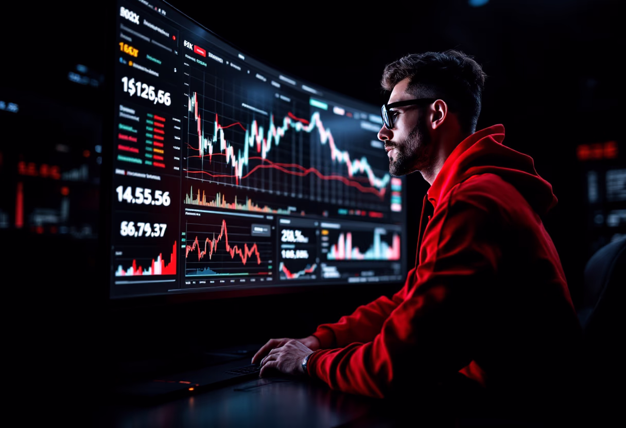 Trader using WISPR AI trading coach dashboard to analyze stock market charts