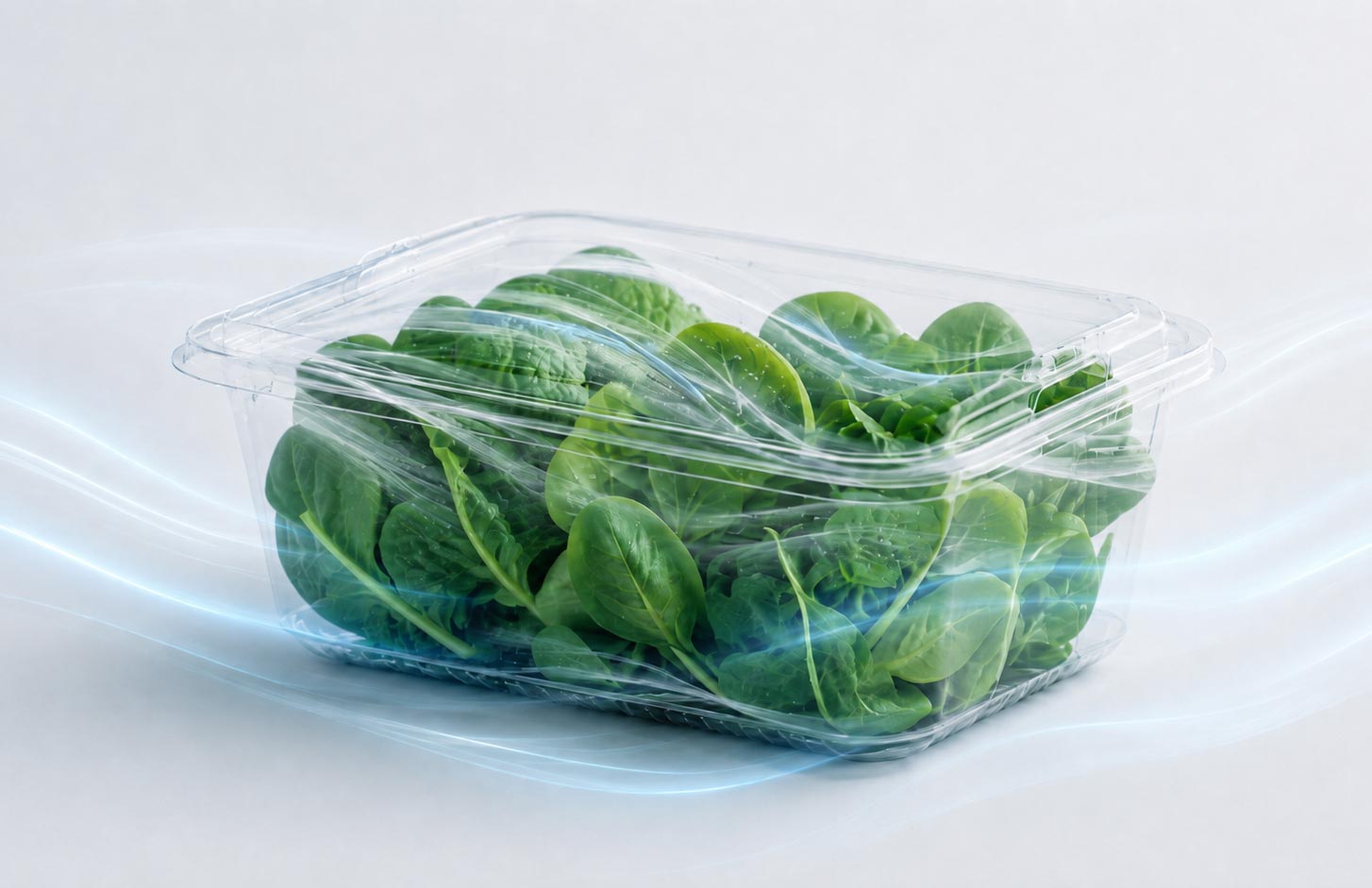 Broccoli and spinach sealed in a tray with PerfoTec breathable film