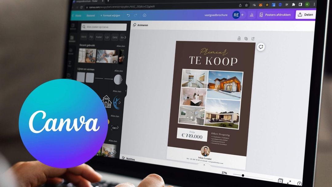 Grafisch ontwerpen met Canva als vastgoedmakelaar