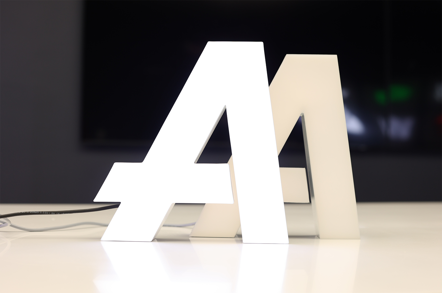 Vecto TruTrimless 'A' Sign showing a crisp, flush face