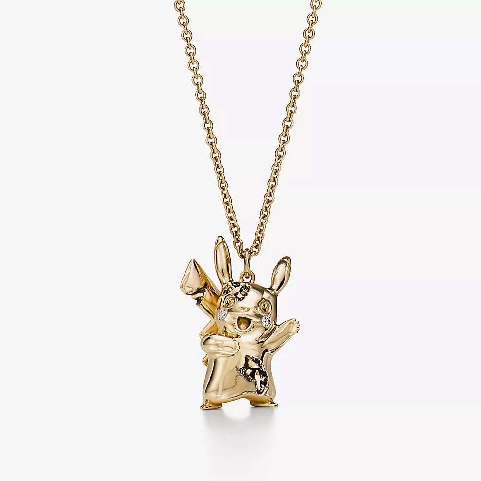 Daniel Arsham Pokemon Pikachu 18K gold pendant with diamond accents