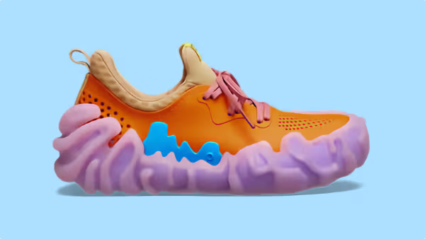 Orange Sneaker with wavey sole, 600px