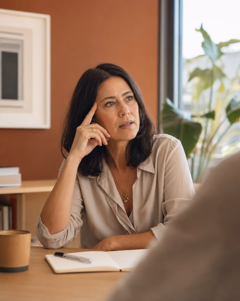 Woman at her desk struggling to concentrate