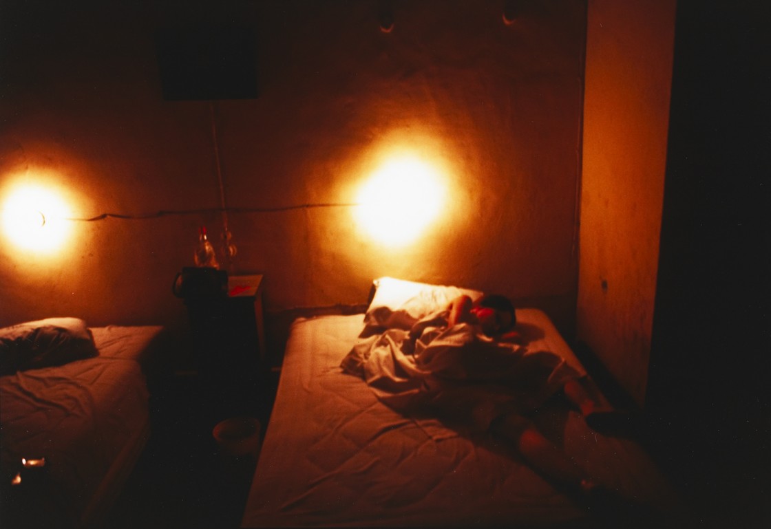 Suzanne in yellow hotel room, Hotel Seville, Merida, Mexico, 1981