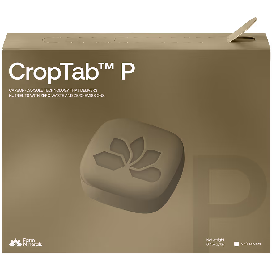CropTab™ P — Advanced phosphorus fertilizer in a compact tablet format designed to replace bulk P inputs.