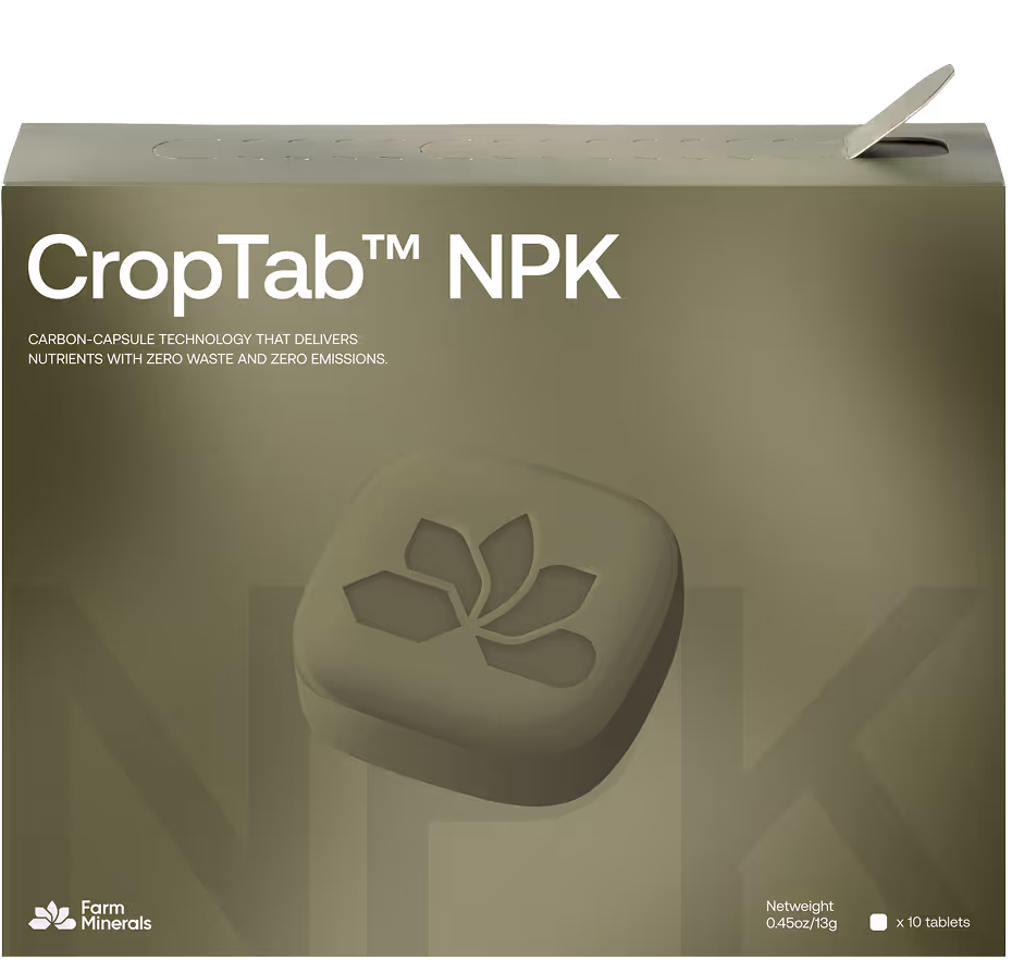 CropTab™ NPK — Advanced macronutrient fertilizer in a compact tablet format designed to replace bulk NPK inputs.